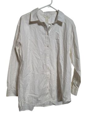 H&M Men's White Button-Down Long Sleeve Shirt